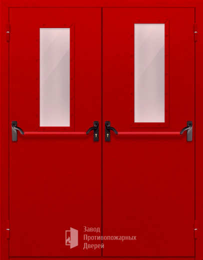Фото двери «Двупольная с стеклом и антипаникой (красная)» в Сергиеву Посаду