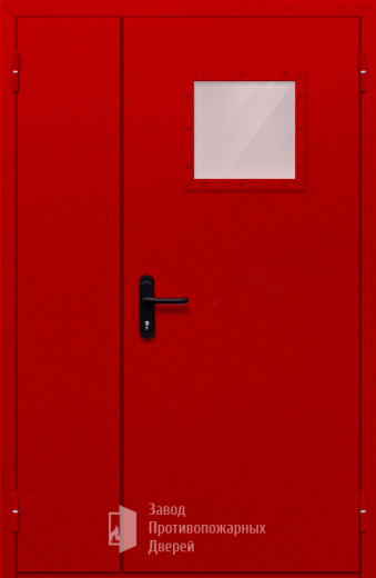 Фото двери «Полуторная со стеклопакетом (красная)» в Сергиеву Посаду