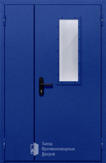 Фото двери «Полуторная со стеклом (синяя)» в Сергиеву Посаду