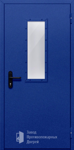 Фото двери «Однопольная со стеклом (синяя)» в Сергиеву Посаду