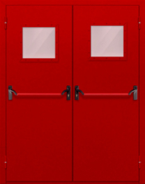 Фото двери «Двупольная со стеклопакетом и антипаникой (красная)» в Сергиеву Посаду