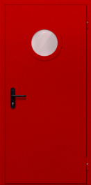 Фото двери «Однопольная с круглым стеклом (красная)» в Сергиеву Посаду