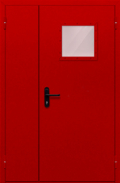 Фото двери «Полуторная со стеклопакетом (красная)» в Сергиеву Посаду
