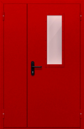 Фото двери «Полуторная со стеклом (красная)» в Сергиеву Посаду