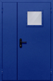 Фото двери «Полуторная со стеклопакетом (синяя)» в Сергиеву Посаду